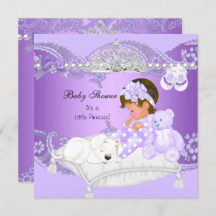 Invitación Pequeña Princesa Baby Shower Chica Lavender Purple