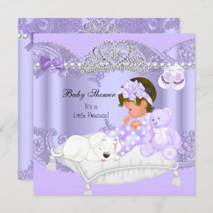 Invitación Pequeña Princesa Baby Shower Chica Lavender Purple