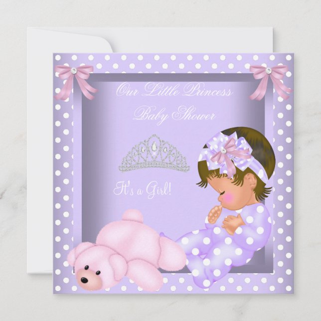 Invitación Pequeña Princesa Baby Shower Chica Lavender Rosa (Anverso)