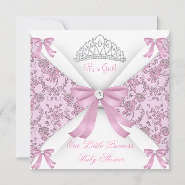 Invitación Pequeña Princesa Baby Shower Chica Rosa 2 (Anverso)