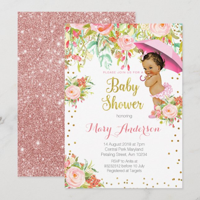 Invitación Pequeña princesa Baby Shower invita (Anverso / Reverso)