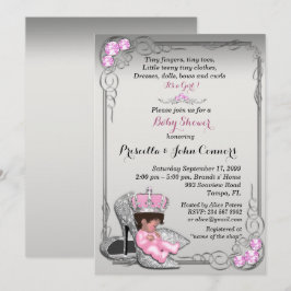 Invitación Pequeña Princesa Baby Shower Invitación, plata