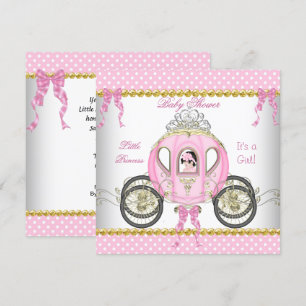 Invitación Pequeña Princesa Baby Shower Niña Carruaje Rosa
