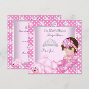 Invitación Pequeña Princesa Baby Shower Niña Conejos Rosados