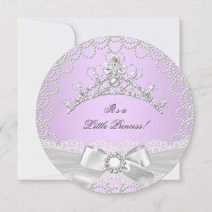 Invitación Pequeña Princesa Baby Shower Niña Lila Perla