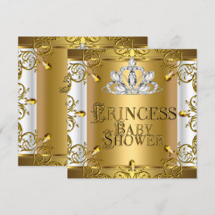 Invitación Pequeña Princesa Baby Shower Niña Oro Blanco