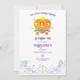 Invitación Pequeña Princesa Calabaza Flor silvestre primer cu