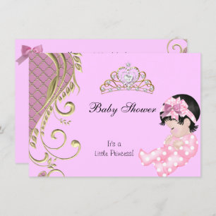 Invitación Pequeña Princesa Chica Baby Shower Oro Blanco Rosa
