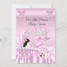 Invitación Pequeña Princesa Chica Baby Shower rosa Bassinet