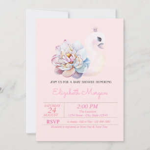 Invitación Pequeña Princesa, Cisne, Fiestad de Baby Shower Ro
