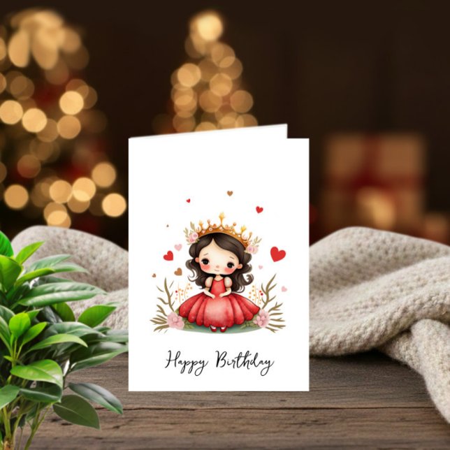 Invitación Pequeña princesa con vestido rojo (Subido por el creador)