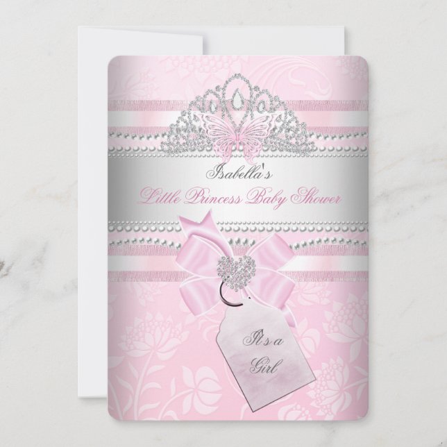 Invitación Pequeña Princesa Cumpleaños Hermosa Niña Mariposa (Anverso)