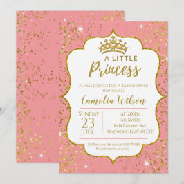 Invitación Pequeña Princesa de Oro Crown Baby Shower Invita