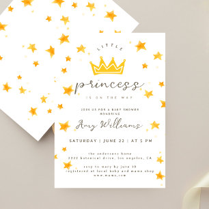 Invitación Pequeña Princesa En Camino Boho Estrellas  Fiesta 