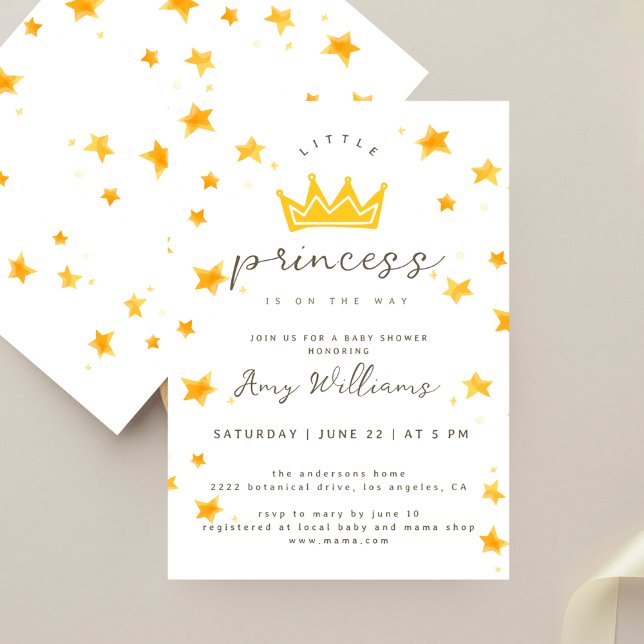 Invitación Pequeña Princesa En Camino Boho Estrellas  Fiesta  (Subido por el creador)