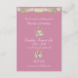 Invitación Pequeña Princesa en cumpleaños rosada y perla