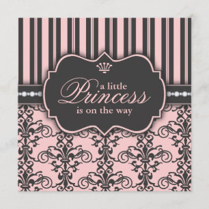 Invitación Pequeña princesa en el negro Baby Shower del rosa