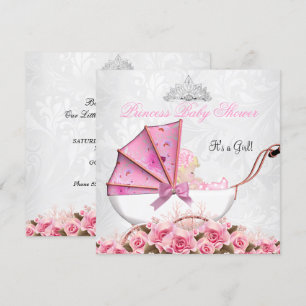 Invitación Pequeña Princesa Fiesta de Bebé Niña Rosa 4