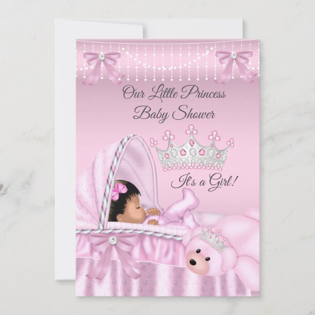 Invitación Pequeña Princesa Fiesta de Bebé Niña rosa Étnico (Anverso)