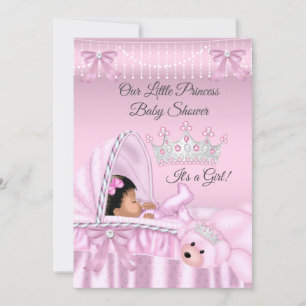 Invitación Pequeña Princesa Fiesta de Bebé Niña rosa Étnico