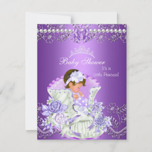 Invitación Pequeña Princesa Fiesta de Bebé Niña Tiara Púrpura