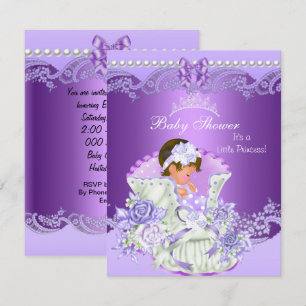 Invitación Pequeña Princesa Fiesta de Bebé Niña Tiara Vint Vi