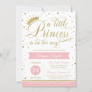 Invitación Pequeña Princesa Invitada de Baby Shower, falsa Pu