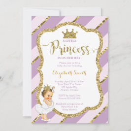 Invitación Pequeña Princesa Invitada de Baby Shower, falsa Pu