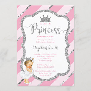 Invitación Pequeña Princesa Invitada de Baby Shower, falsa Pu