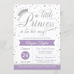 Invitación Pequeña Princesa Invitada de Baby Shower, falsa Pu