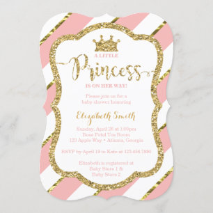 Invitación Pequeña Princesa Invitada de Baby Shower, falsa Pu