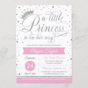 Invitación Pequeña Princesa Invitada de Baby Shower, falsa Pu