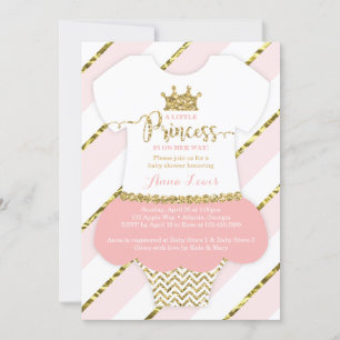 Invitación Pequeña Princesa Invitada de Baby Shower, falsa Pu