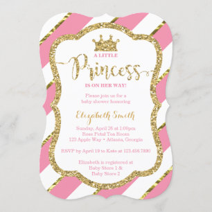 Invitación Pequeña Princesa Invitada de Baby Shower, falsa Pu