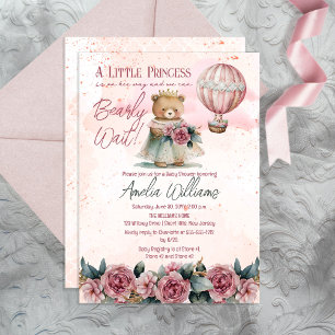 Invitación Pequeña Princesa Osa Bearly Wait Chica Baby Shower
