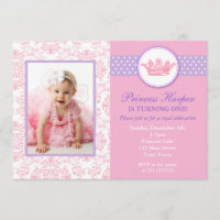 Pequeña princesa Photo Birthday Invitations