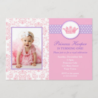 Invitación Pequeña princesa Photo Birthday Invitations