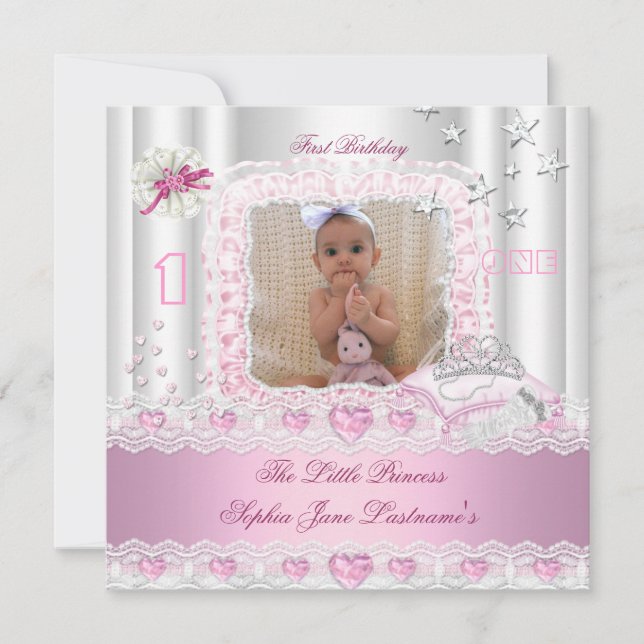 Invitación Pequeña Princesa Primera Fiesta de Cumpleaños Foto (Anverso)