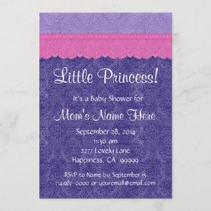 Invitación Pequeña Princesa Púrpura Chica Baby Shower S210