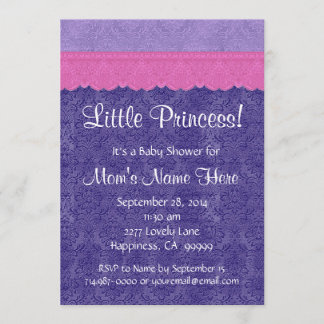 Invitación Pequeña Princesa Púrpura Chica Baby Shower S210