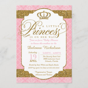 Invitación Pequeña Princesa Real Rosa y Gold Baby Shower