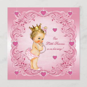 Invitación Pequeña princesa romántica Love Hearts Baby Shower