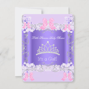Invitación Pequeña Princesa Rosa Gris Cumpleaños Niña Bebé