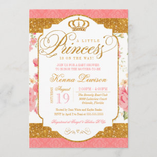 Invitación Pequeña Princesa Shabby Chic Floral Baby Shower