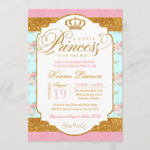 Invitación Pequeña princesa Shabby Chic Flowers Baby Shower