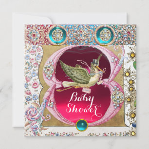 INVITACIÓN PEQUEÑA PRINCESA STORK BABY SHOWER,GEMSTONES FLORA