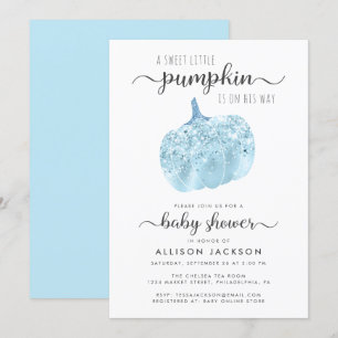 Invitación Pequeña Purpurina azul de calabaza parquear Baby S