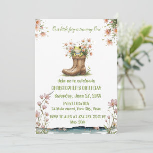 Invitación Pequeña rana personalizada Froggie primer cumpleañ