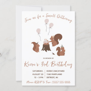 Invitación Pequeña reunión de ardilla, fiesta de cumpleaños d