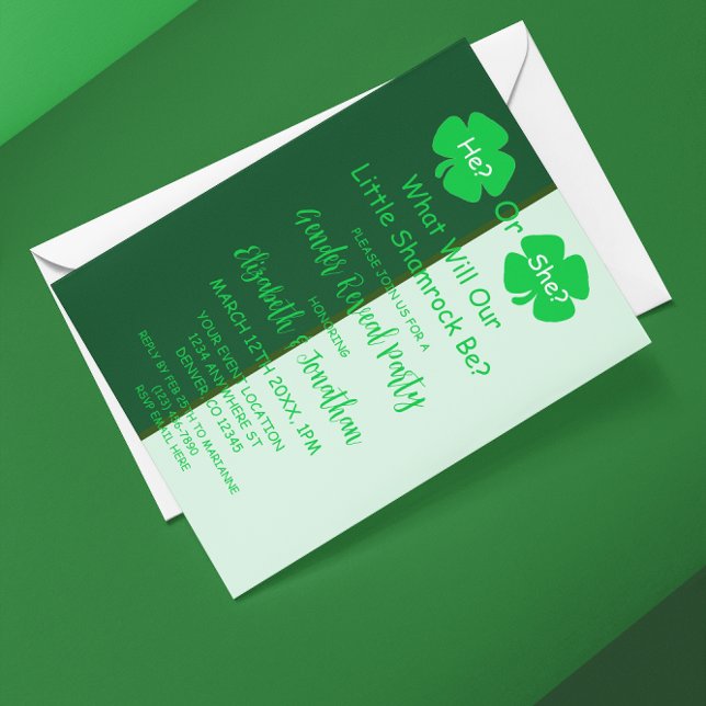 Invitación Pequeña revelación de género de Shamrock (Subido por el creador)